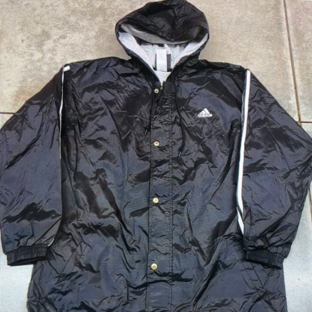 Adidas Black Raincoat with Hood